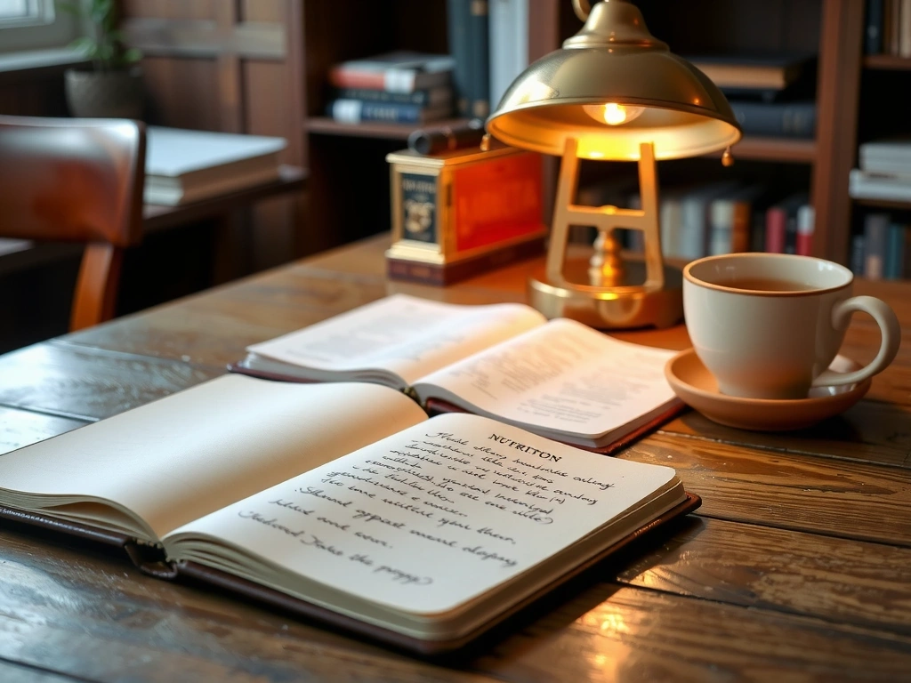 Arbeitsplatz mit Notizen zur Ernährungsberatung